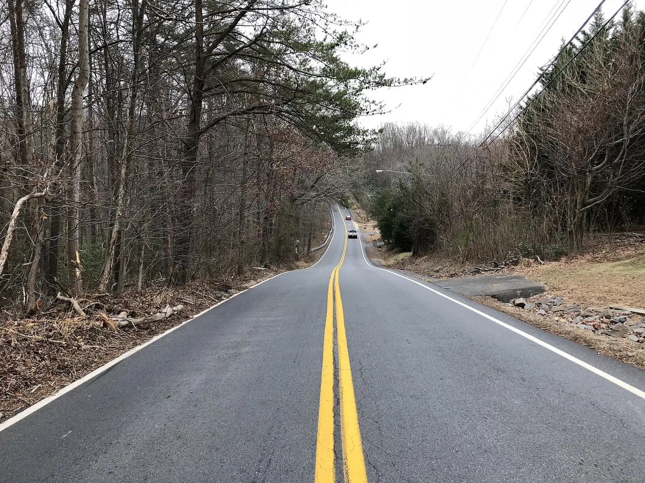 Overhead power lines along Fox Mill Road at Folkstone Drive in Reston